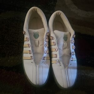 K-Swiss Classic White and Gold Sneakers